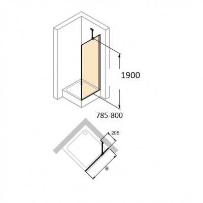 Будкрам купить Design Pure Боковая стенка 800*1900 мм, профиль Black Edition, стекло прозрачное
