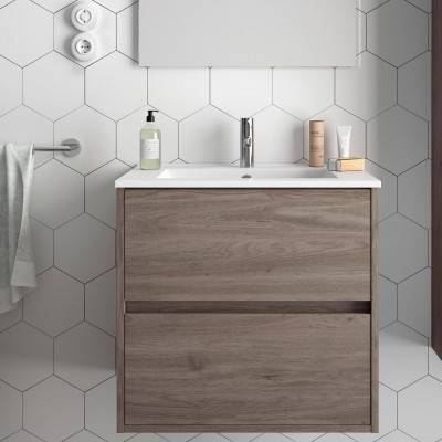 Будкрам купить Noja 600 Комплект мебели для ванной комнаты: тумба под раков. 600мм раковина 610х460, цвет темный дуб