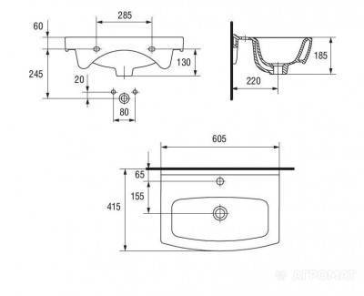 Будкрам купить Раковина CERSANIA - 60 см, отверстие центральное для тумбы Раковина CERSANIA - 60 см, отверстие центральное для тумбы 3