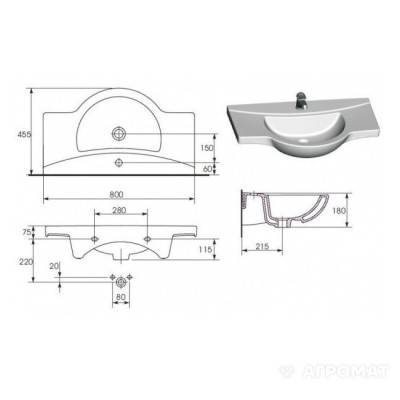 Будкрам купити LIBRA Раковина-80 д/тумб отв.центр LIBRA Раковина-80 д/тумб отв.центр 2