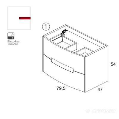 Будкрам купити SOUL Тумба-80 д/раковини, біл/черв. підв. SOUL Тумба-80 д/раковини, біл/черв. підв. 2