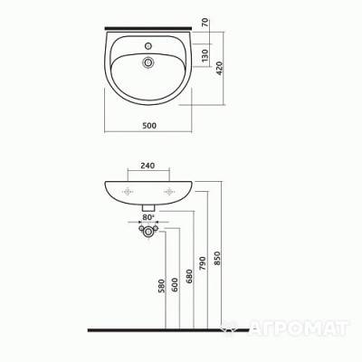 Будкрам купити Умивальник "SOLO 50 см" (з отвором, білий) Умивальник "SOLO 50 см" (з отвором, білий) 2