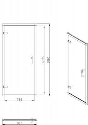 Будкрам купити FEN9001CL VINTAGE Двері душові 900х1900 мм, універсальні, скло "шиншила" FEN9001CL VINTAGE Двері душові 900х1900 мм, універсальні, скло "шиншила" 2