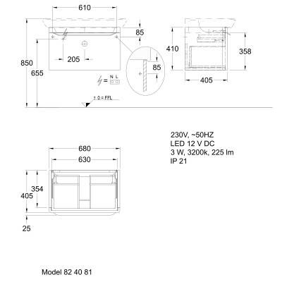 Будкрам купить myDay Шкафчик под умывальник 680х410х405мм, 1 ящик с подсветкой, какао с молоком myDay Шкафчик под умывальник 680х410х405мм, 1 ящик с подсветкой, какао с молоком 2