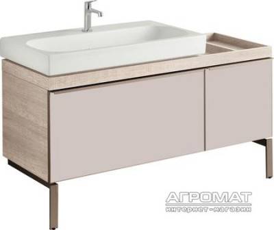 Будкрам купить Citterio Шкафчик под умывальник 1134х554х504 мм, с полочкой справа, корпус: светлый дуб, фасад: стеклянная