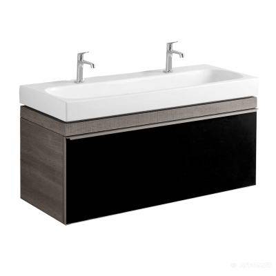 Будкрам купить Citterio Шкафчик под умывальник 1184х554х504 мм, корпус: темный дуб, фасад: стеклянная панель черного коль