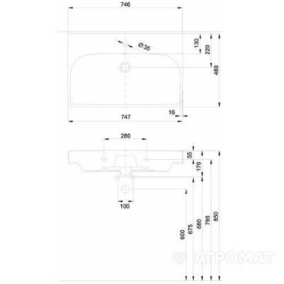 Будкрам купити TRAFFIC Умивальник меблевий 75см TRAFFIC Умивальник меблевий 75см 2