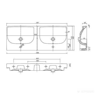 Будкрам купить TRAFFIC Умывальник мебельный двойной 120см, с 2 отверстиями TRAFFIC Умывальник мебельный двойной 120см, с 2 отверстиями 2