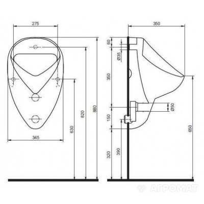 Будкрам купить FELIX писсуар с задним подводом воды, гор.вып., белый FELIX писсуар с задним подводом воды, гор.вып., белый 2