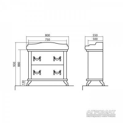 Будкрам купити 12786 АРТ ДЕКО Тумба з раковиною-80 "1837", горіх італійський 12786 АРТ ДЕКО Тумба з раковиною-80 "1837", горіх італійський 2