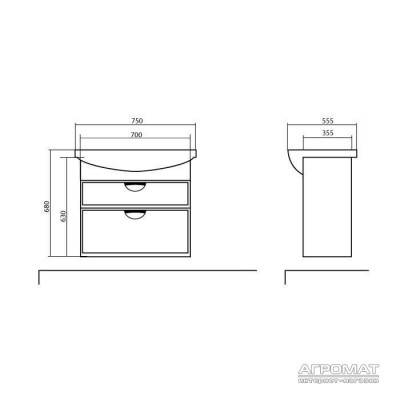 Будкрам купити ГЛОРІЯ Тумба підвісна з раковиною-75 Евіта ГЛОРІЯ Тумба підвісна з раковиною-75 Евіта 3