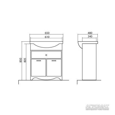 Будкрам купити 08581 КЛАСІК Тумба з раковиною-65 "Нью Класік" 08581 КЛАСІК Тумба з раковиною-65 "Нью Класік" 2