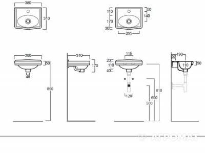 Будкрам купити - LONDRA, Раковина 38 см підв. на 1 отв., біла - LONDRA, Раковина 38 см підв. на 1 отв., біла 3