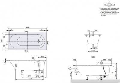 Будкрам купити OBERON Ванна 160х75см з ніжками, білий OBERON Ванна 160х75см з ніжками, білий 2