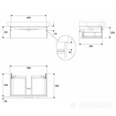 Будкрам купити LIFE! шафка під умивальник 70см з шухлядою LIFE! шафка під умивальник 70см з шухлядою 2