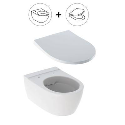 Будкрам купить Подвесной унитаз iCon, без ободка, прих.крепления, в комплекте с крышкой Duroplast, быстросъемные петли, SoftClose, цвет белый глянец