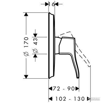 Будкрам купити Metris S Зовнішня частина змішувача д/душа Metris S Зовнішня частина змішувача д/душа 2