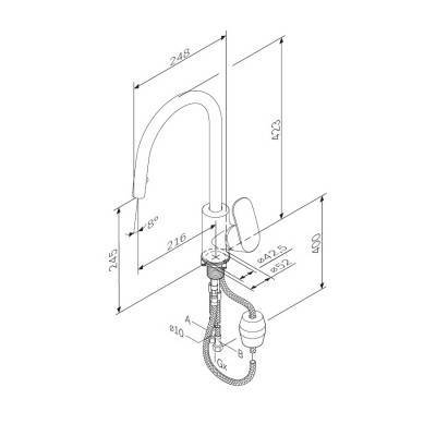 Будкрам купить  LIKE Смеситель для кухни с вытяжным изливом, хром  LIKE Смеситель для кухни с вытяжным изливом, хром 3