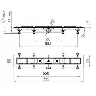 Будкрам купить Душевой канал 650мм с матовой решеткой Квадраты Душевой канал 650мм с матовой решеткой Квадраты 2