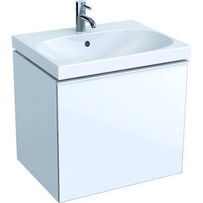 Будкрам купить Acanto Тумба под умывальник 60 см, с 1 висув.ящиком и с 1 висув.внутр.ящиком, корпус: лакированный ультраглянець/белый, фасад: белое стекло