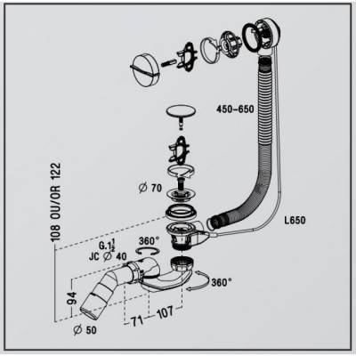 Будкрам купить EB07S-EASYBAIN слив-перелив для ванны 650 мм EB07S-EASYBAIN слив-перелив для ванны 650 мм 2