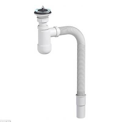 Будкрам купить Сифон для умывальника Basic телескопический, традиционная резиновая пробка, гофр d32, переходник d32/40 с накладкой