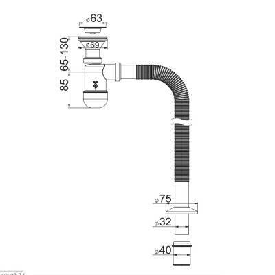 Будкрам купить Сифон для умывальника Basic телескопический, традиционная резиновая пробка, гофр d32, переходник d32/40 с накладкой Сифон для умывальника Basic телескопический, традиционная резиновая пробка, гофр d32, переходник d32/40 с накладкой 2