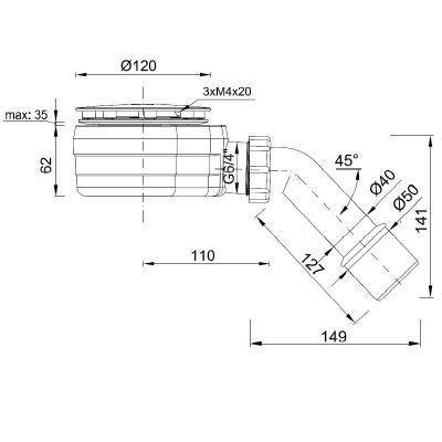 Будкрам купити Сифон для душового піддона 90 мм з гідрозатвором, низький,  накладка хром Сифон для душового піддона 90 мм з гідрозатвором, низький,  накладка хром 2