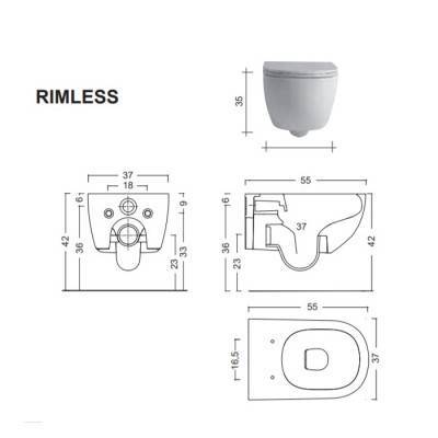 Будкрам купить PIN Унитаз подвесной, без ободка(-Rimless), цвет ANTRACITE matt PIN Унитаз подвесной, без ободка(-Rimless), цвет ANTRACITE matt 2