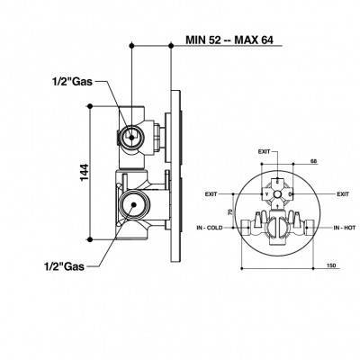Будкрам купити Внутрішня частина термостатичного змішувача на 3 споживачі