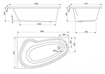 Будкрам купити AURORA Ванна кутова 150х90 ліва, з ніжками F010 (007/008/VPSET0013) AURORA Ванна кутова 150х90 ліва, з ніжками F010 (007/008/VPSET0013) 2