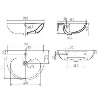 Будкрам купить RUNA Умывальник 55 см с центральным отверстием (белый) RUNA Умывальник 55 см с центральным отверстием (белый) 2