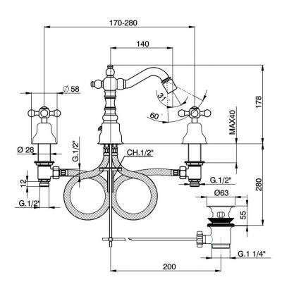 Будкрам купити Charlestone Змішувач д/біде  врізн. на 3 отв., золото Charlestone Змішувач д/біде  врізн. на 3 отв., золото 2