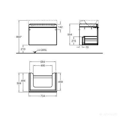 Будкрам купить Citterio Шкафчик под раковину 734х554х504 мм, корпус: светлый дуб, фасад: стеклянная панель бежевого цв Citterio Шкафчик под раковину 734х554х504 мм, корпус: светлый дуб, фасад: стеклянная панель бежевого цв 2
