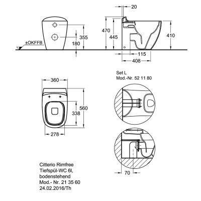Будкрам купить Citterio Унитаз напольный Rimfree, 6 л, горизонтальный выпуск, белый KeraTect Citterio Унитаз напольный Rimfree, 6 л, горизонтальный выпуск, белый KeraTect 3