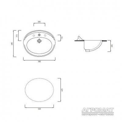Будкрам купити Windsor Раковина-58 врізна Windsor Раковина-58 врізна 2