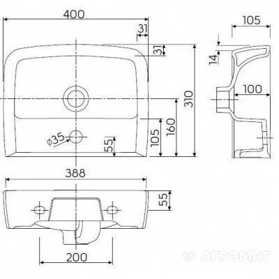 Будкрам купить REKORD Умывальник мебельный 40см, с отверстием REKORD Умывальник мебельный 40см, с отверстием 2
