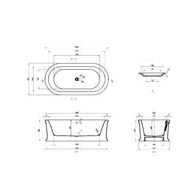 Будкрам купити SHEFFIELD Ванна окремостояча 1800*900*470/600 SHEFFIELD Ванна окремостояча 1800*900*470/600 2