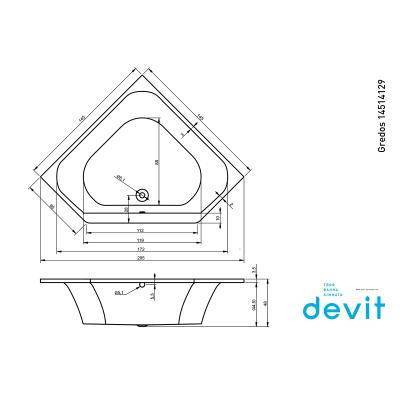 Будкрам купити GREDOS Ванна 145х145 + ніжки set07 GREDOS Ванна 145х145 + ніжки set07 2