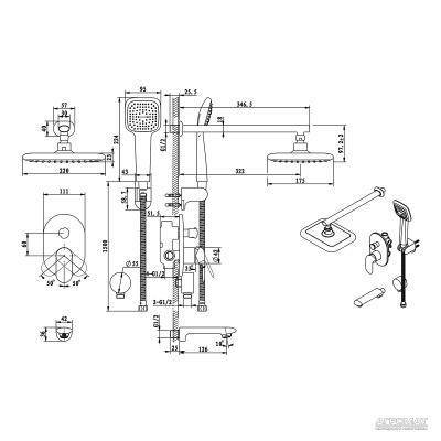 Будкрам купити SOUL Душова система зі змішувачем д/ванни, прихований монтаж SOUL Душова система зі змішувачем д/ванни, прихований монтаж 2