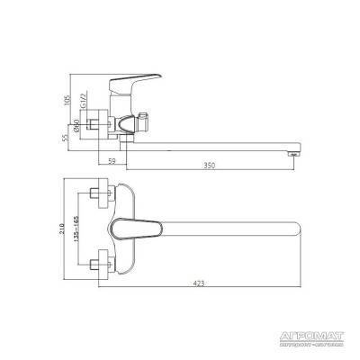 Будкрам купити Origin Evo Змішувач д/ванни та душа, вилив 350 мм Origin Evo Змішувач д/ванни та душа, вилив 350 мм 2