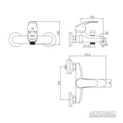 Будкрам купити Palace One Змішувач д/ванни та душа Palace One Змішувач д/ванни та душа 2