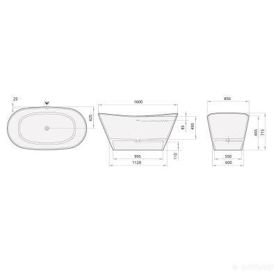 Будкрам купити Ванна 1600x850 з литого каменю, 160x85 біла, сифон Ванна 1600x850 з литого каменю, 160x85 біла, сифон 4