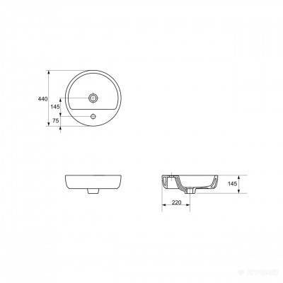 Будкрам купить Раковина CASPIA-44 мебельная круглая с отв. Раковина CASPIA-44 мебельная круглая с отв. 2