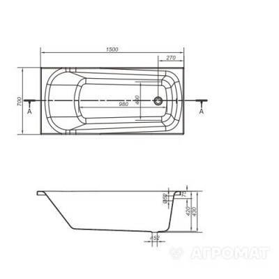 Будкрам купить NAO Ванна 150x70 ножки PW01 S906-001 NAO Ванна 150x70 ножки PW01 S906-001 3