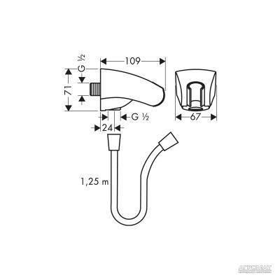 Будкрам купити Porter E Шлангове підключення з тримачем та шлангом-1,25м Porter E Шлангове підключення з тримачем та шлангом-1,25м 2