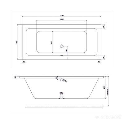 Будкрам купити MODO Ванна прямокутна, центральний злив + ніжки sn7 MODO Ванна прямокутна, центральний злив + ніжки sn7 2