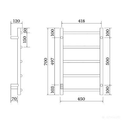Будкрам купить Samba Электрический полотенцесушитель 450x700, нержавеющая сталь, правое подключение Samba Электрический полотенцесушитель 450x700, нержавеющая сталь, правое подключение 2