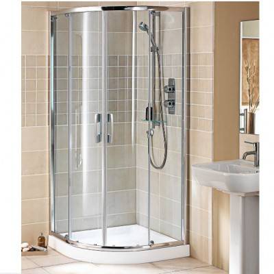 Будкрам купити  Душова кабіна 1/4 кола (1уп) 1000x1000, скло прозоре CareTec, проф. Platinum silber