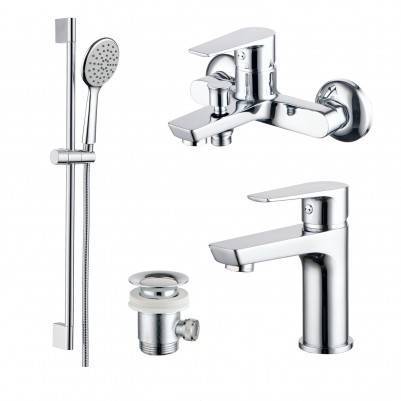 Будкрам купить UNIVERSAL Набор смесителей (Смеситель для ванны, для раковины, донный клапан, лейка, шланг, штанга)